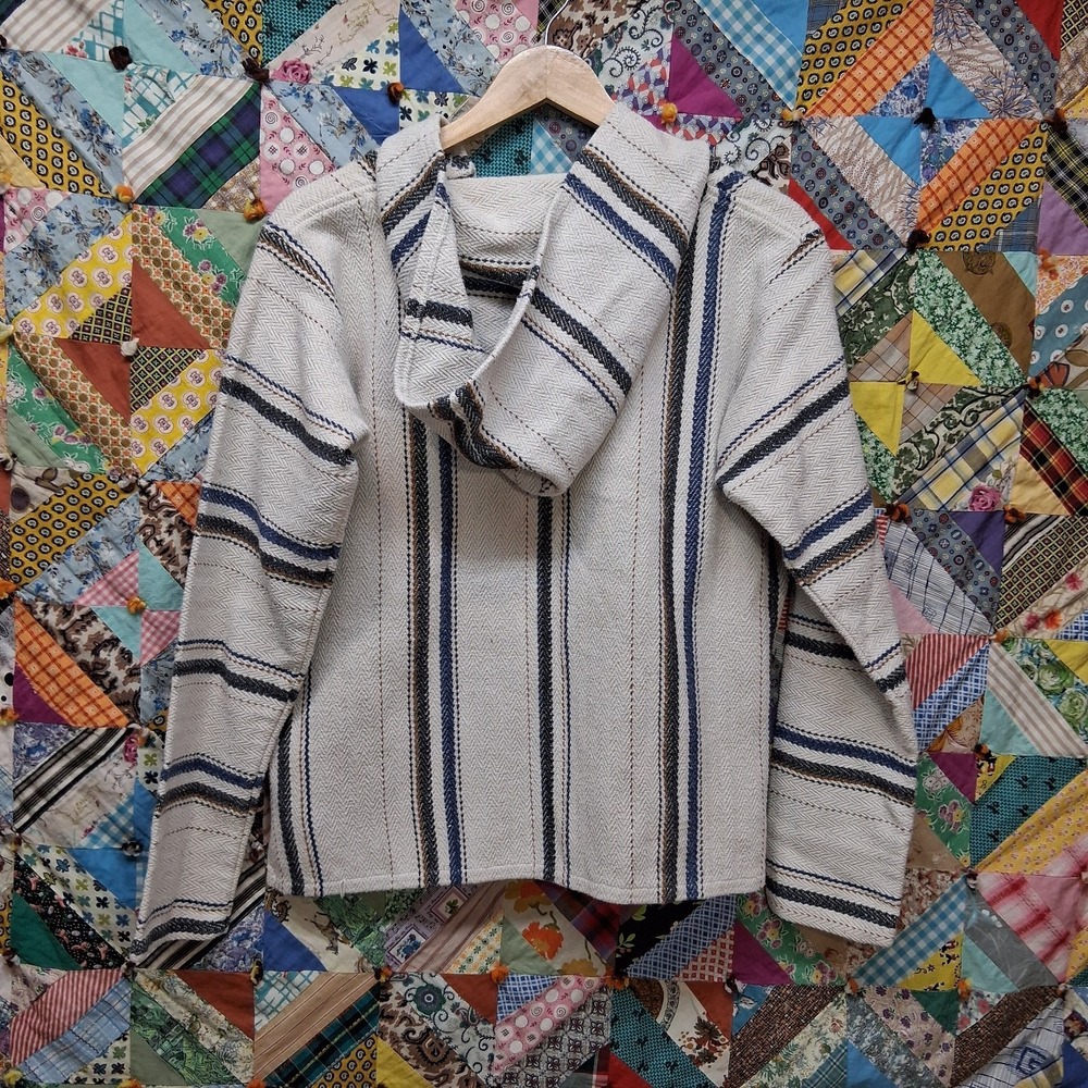 Original Senor Lopez Baja Hoodie Size Medium Striped Mexican Jerga Style - Picture 3 of 10